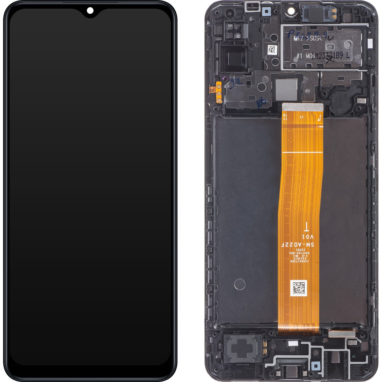 Samsung Galaxy M12 M127 Touchscreen Display, met Frame, Zwart, Swap GH82-25042A