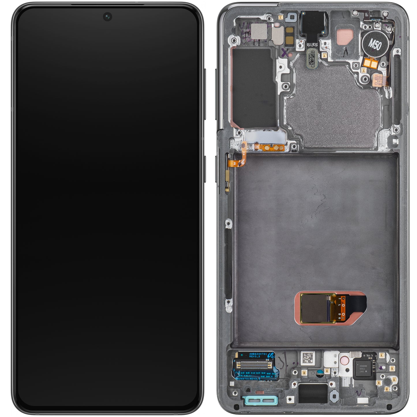 Touchscreen scherm Samsung Galaxy S21 5G G991, met frame, grijs, Service Pack GH82-24544A