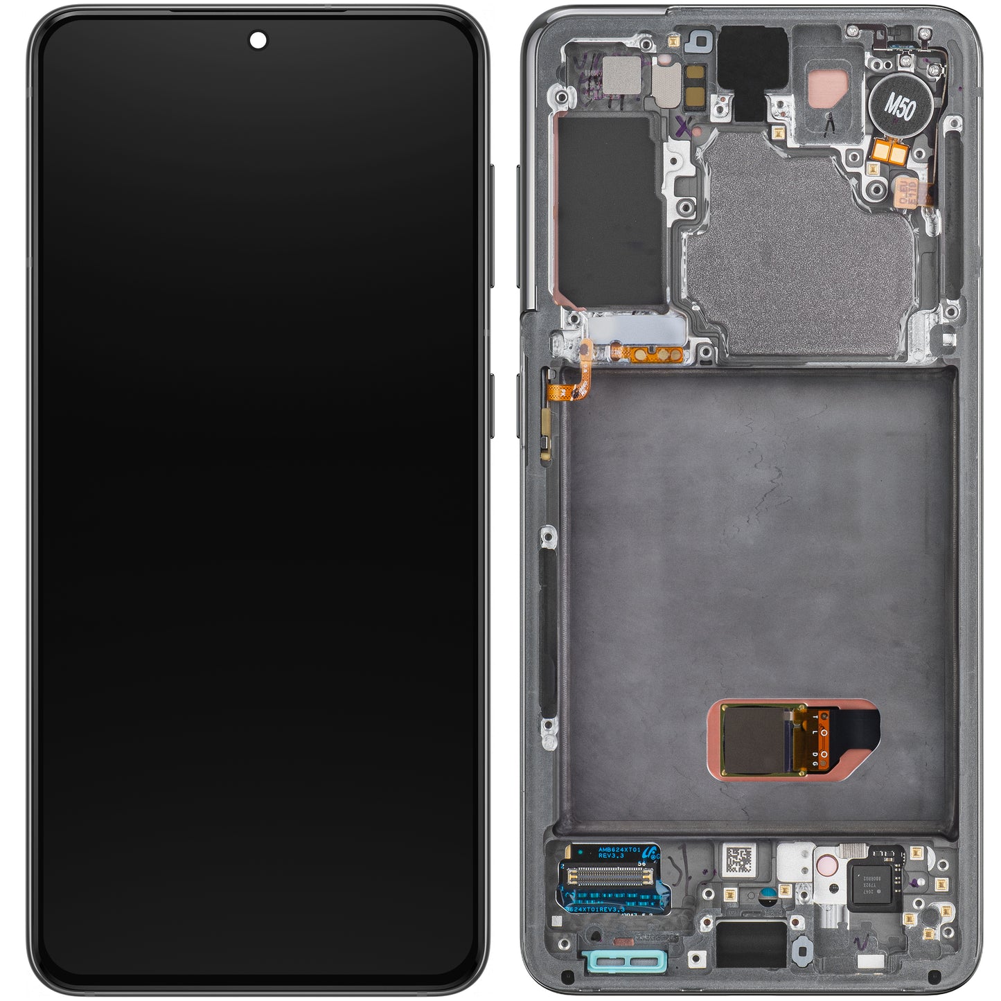 Touchscreen scherm Samsung Galaxy S21 5G G991, met frame, grijs, Service Pack GH82-27256A