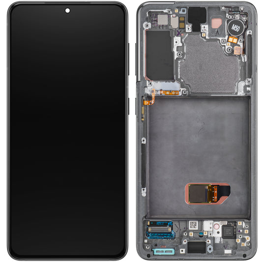 Touchscreen scherm Samsung Galaxy S21 5G G991, met frame, grijs, Service Pack GH82-27256A