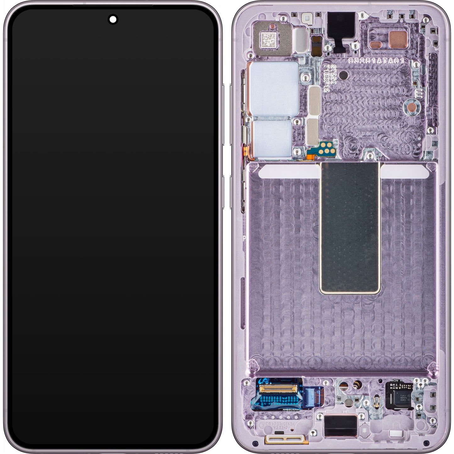 Samsung Galaxy S23 S911 Touchscreen Display met Frame, Roze (Lavendel), Service Pack GH82-30480D