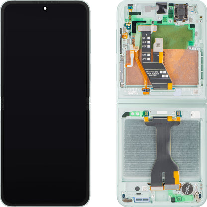 Display met Touchscreen Samsung Galaxy Z Flip6 F741, met Frame, Onder Inner, Groen (Mint), Service Pack GH82-35014D