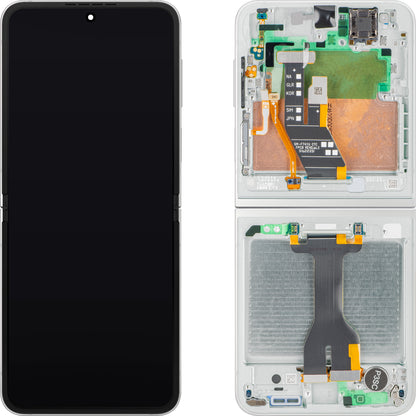 Display met Touchscreen Samsung Galaxy Z Flip7 FE F761, met Frame, Onder Inner, Wit, Service Pack GH82-37734B
