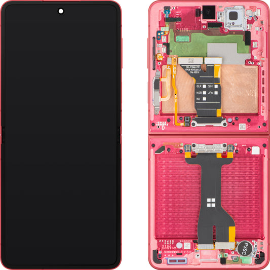 Samsung Galaxy Z Flip7 F766 Touchscreen Display, met Frame, Sub Inner, Koraal (Koraalrood), Service Pack GH82-37581D