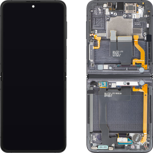 Samsung Galaxy Z Flip4 F721 Touchscreen Display, met Frame, Sub Inner, Grijs (Graphite), Service Pack GH82-30238A