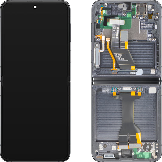 Display met Touchscreen Samsung Galaxy Z Flip5 F731, met Frame, Onder Inner, Grijs (Graphite), Service Pack GH82-31827A