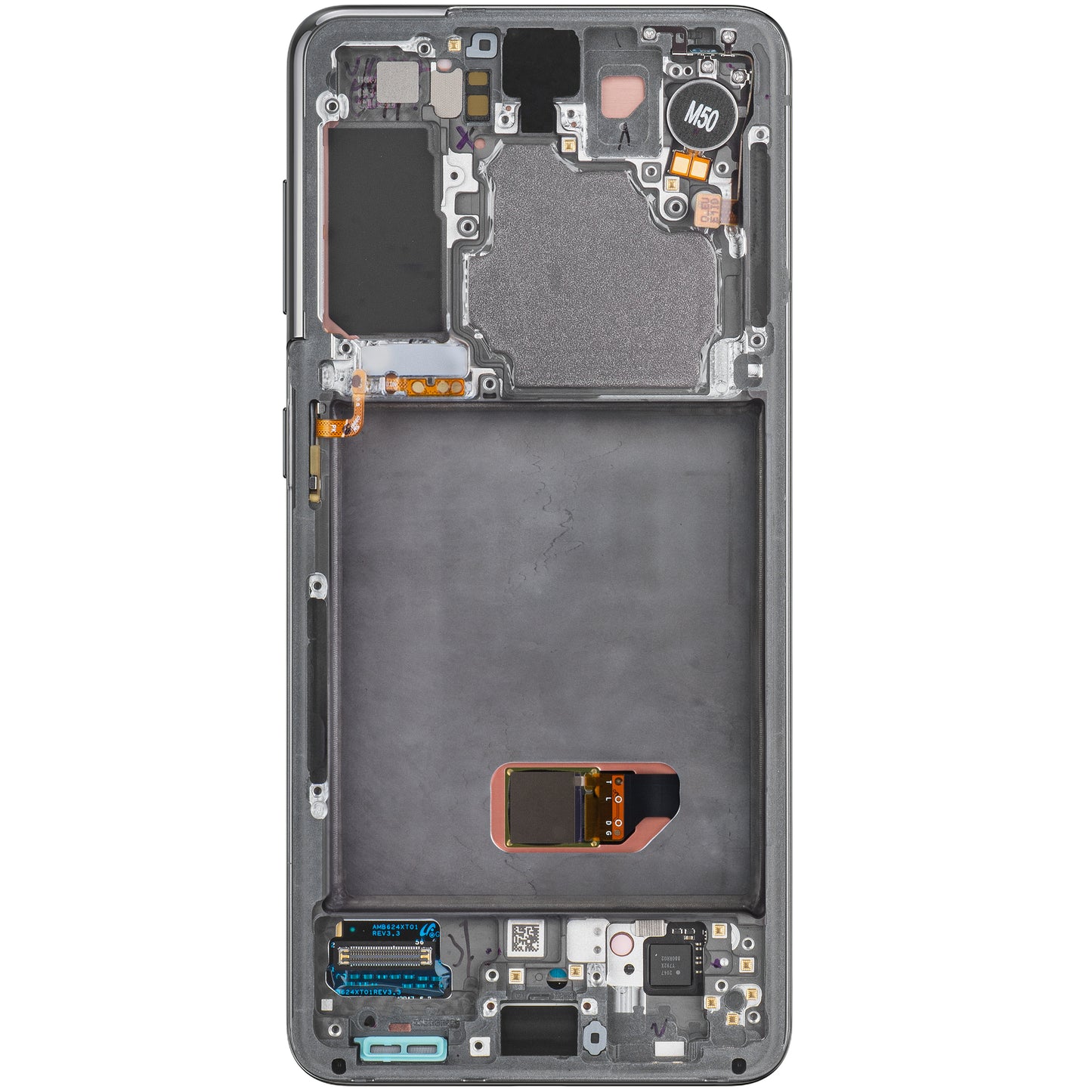 Touchscreen scherm Samsung Galaxy S21 5G G991, met frame, grijs, Service Pack GH82-27256A