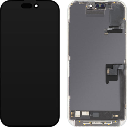 Touchscreen-display met lichtnabiheidssensor MP compatibel met Apple iPhone 16 Pro, met frame, OLED FHD 120Hz diagnostische softwareversie, zwart
