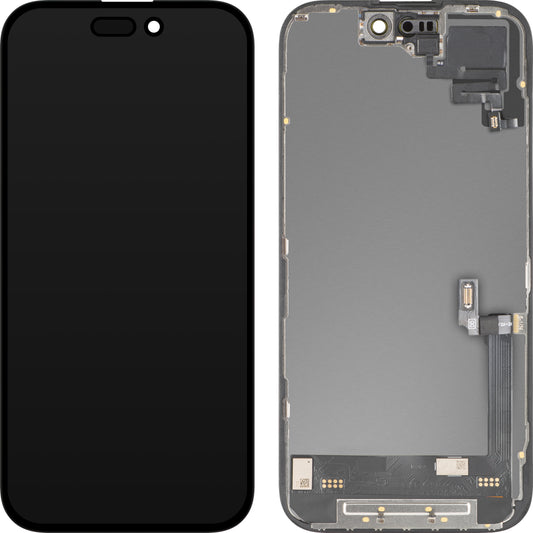 Touchscreen-display met nabijheidssensor MP compatibel met Apple iPhone 16, met frame, OLED FHD Diagnostic Soft versie, zwart