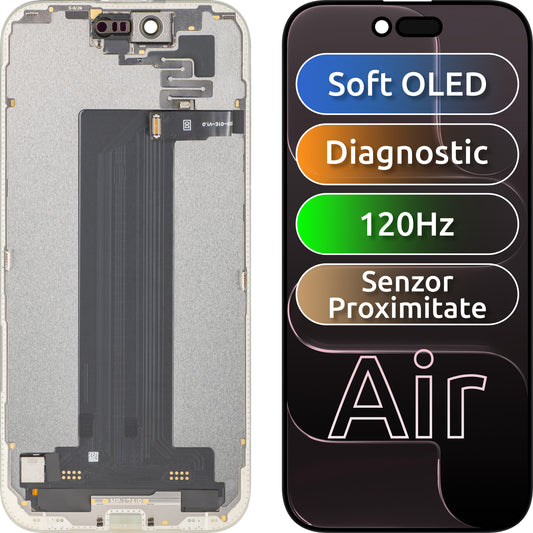 Touchscreen-display met lichtnabiheidssensor MP compatibel met Apple iPhone 17 Air, met frame, OLED FHD 120Hz diagnostische softwareversie, zwart