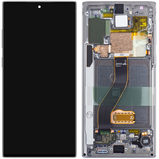 Samsung Galaxy Note10 N970 Touchscreen Display, with Frame, Silver (Aura White), Service Pack GH82-20818C