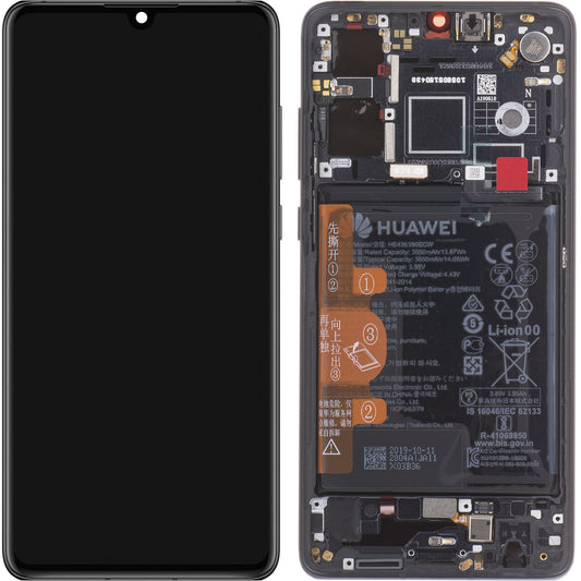 Touchscreen Display Huawei P30, with Frame and Battery, Black, Service Pack 02354HLT