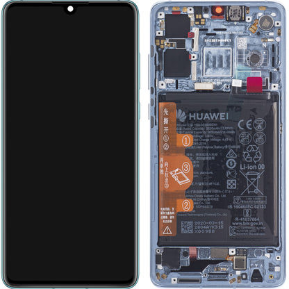 Aanraakscherm Huawei P30, met frame en batterij, blauw (ademend kristal), Service Pack 02354HMF