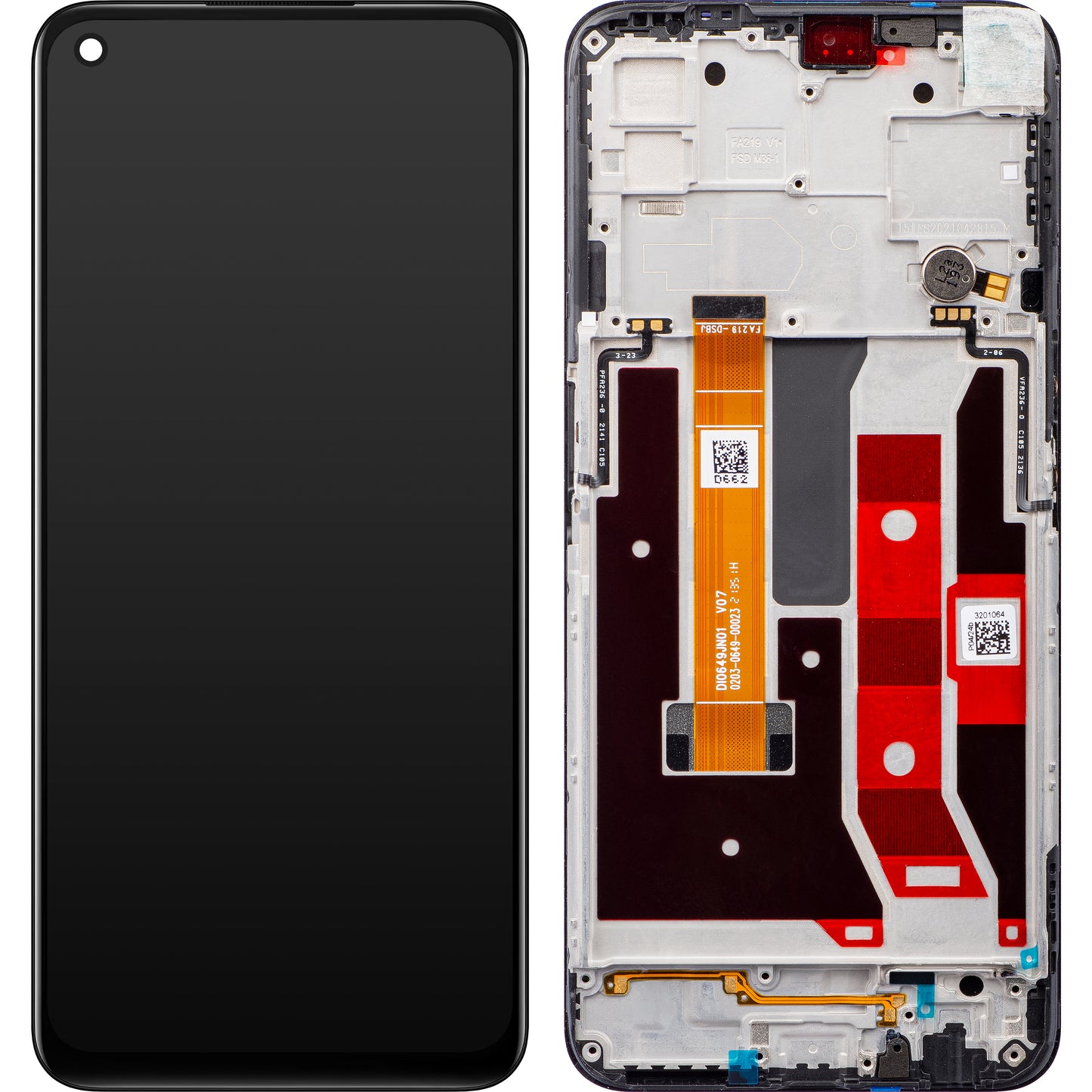 Beeldscherm met aanraakscherm Oppo A73 5G / A72 5G, met frame, zwart, Service Pack 4904890