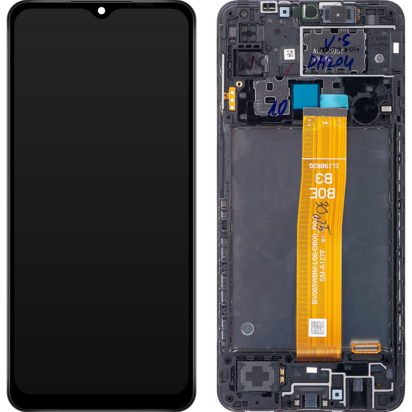 Display with Touchscreen Samsung Galaxy A12 Nacho A127, with Frame, Black, Service Pack GH82-26486A 