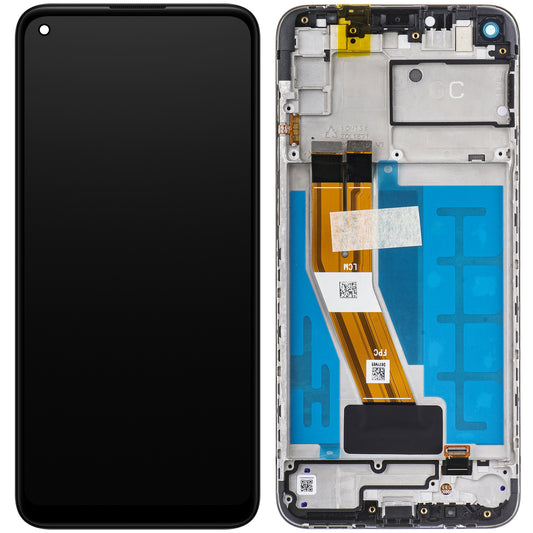 Touchscreen scherm Samsung Galaxy A11 A115, met frame, zwart, Service Pack GH81-18760A