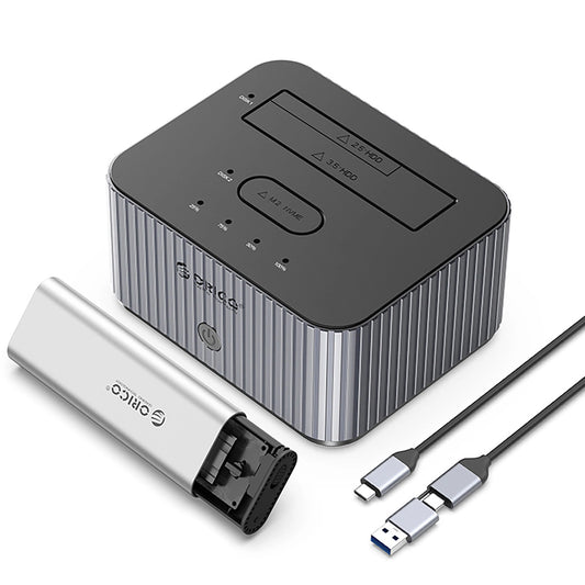 Orico IT28E-C Docking Station voor HDD / SSD SATA 2.5inch / 3.5inch - SSD SATA M.2 NVMe, Grijs