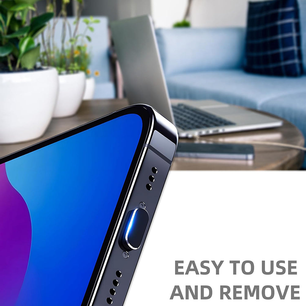 Techsuit AD1 stofdoppen voor telefoonpoort, USB-C, set van 4 stuks, zwart