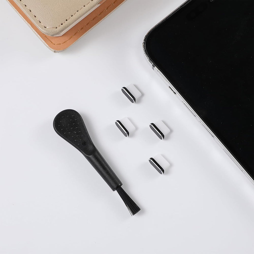Techsuit AD1 stofdoppen voor telefoonpoort, USB-C, set van 4 stuks, zwart