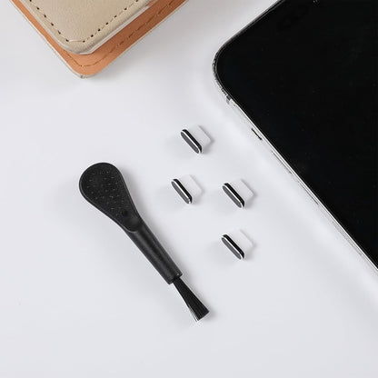 Techsuit AD1 stofdoppen voor telefoonpoort, USB-C, set van 4 stuks, zwart