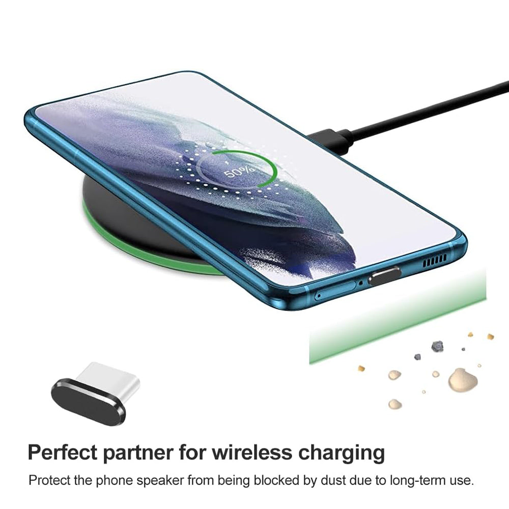 Techsuit AD1 stofdoppen voor telefoonpoort, USB-C, set van 4 stuks, zwart