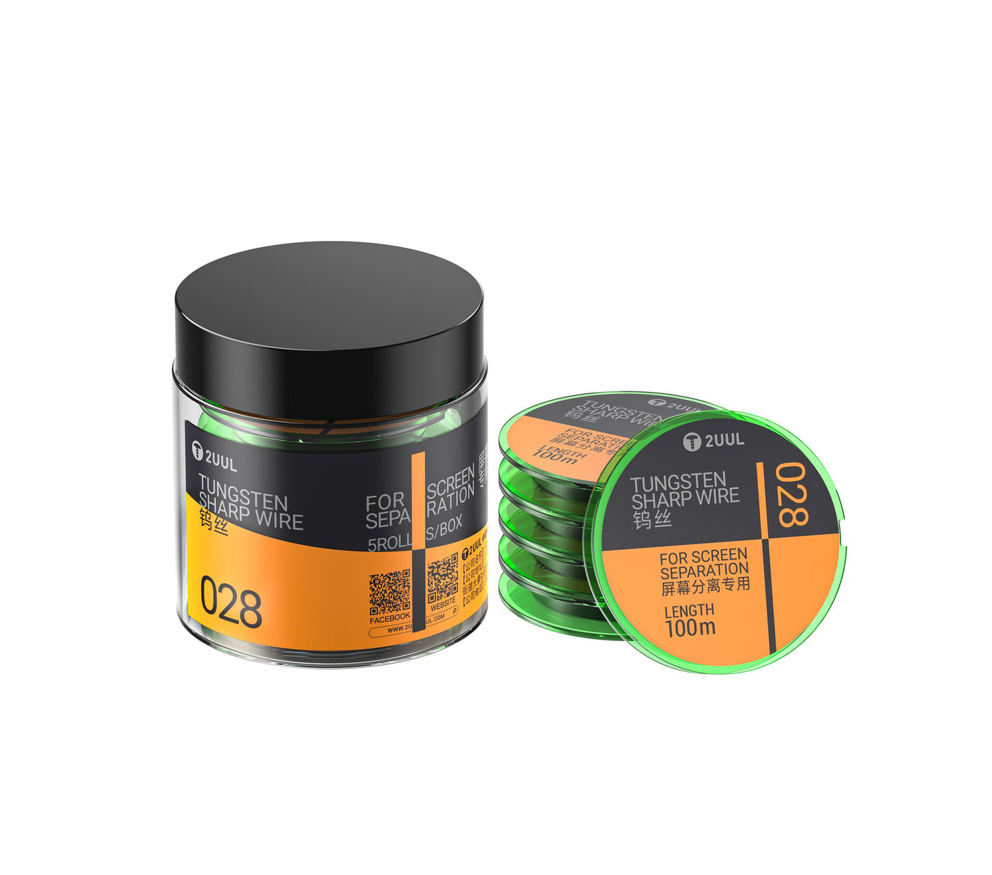 Wolfraamdraad 2UUL WS-028, 0,028 mm, 100 m, Set van 5 stuks