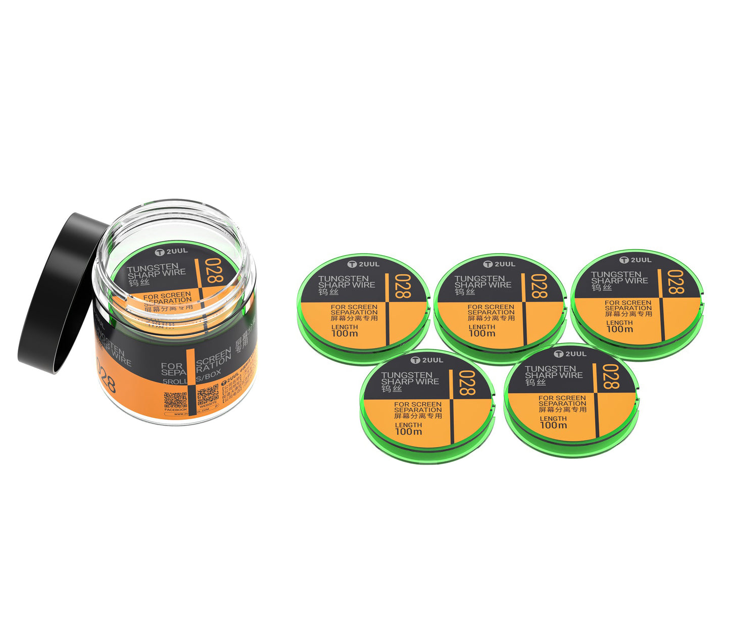 Wolfraamdraad 2UUL WS-028, 0,028 mm, 100 m, Set van 5 stuks