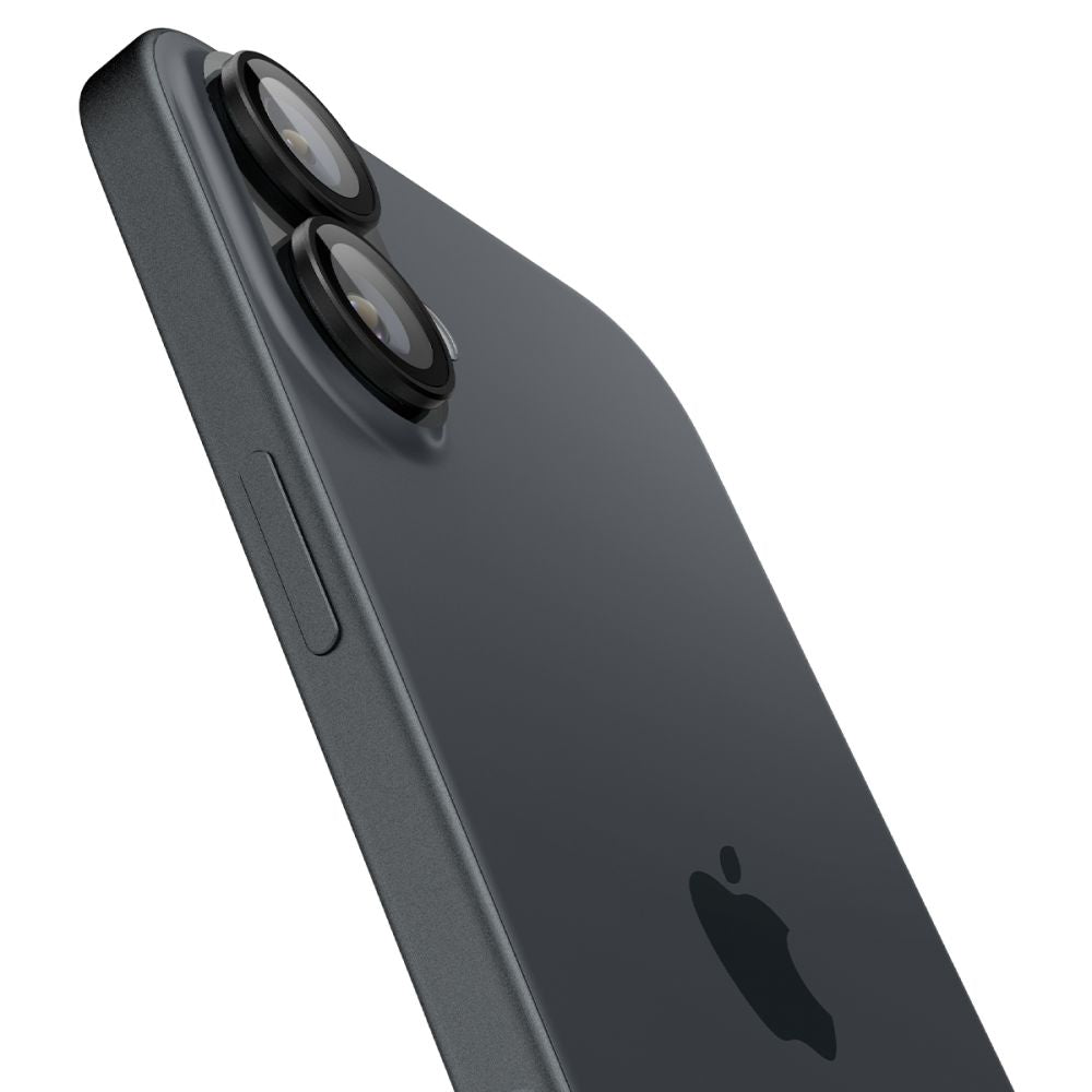 Spigen EZ FIT Beschermfolie voor Achtercamera voor Apple iPhone 16 Plus / 16, Glasbescherming, Set van 2 stuks, Zwart AGL07921 AGL07921