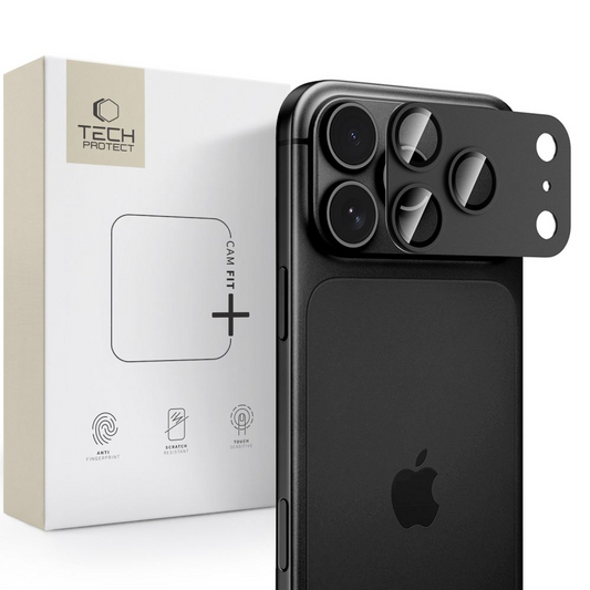Tech-Protect CamFull Fit+ Achtercamera Beschermfolie voor Apple iPhone 18 Pro, Gehard Glas, Zwart