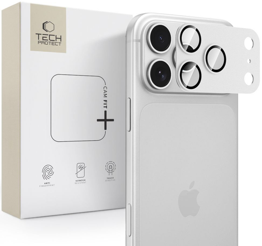 Beschermfolie Achtercamera Tech-Protect CamFull Fit+ voor Apple iPhone 18 Pro Max, Gehard Glas, Zilver