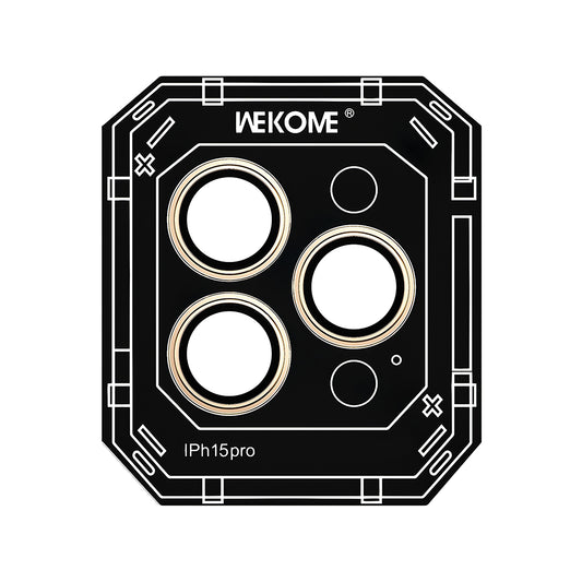 Beschermende Film Camera Back Cover Wekome WTPC-008 voor Apple iPhone 15 Pro, Glasbeschermd, Goud 