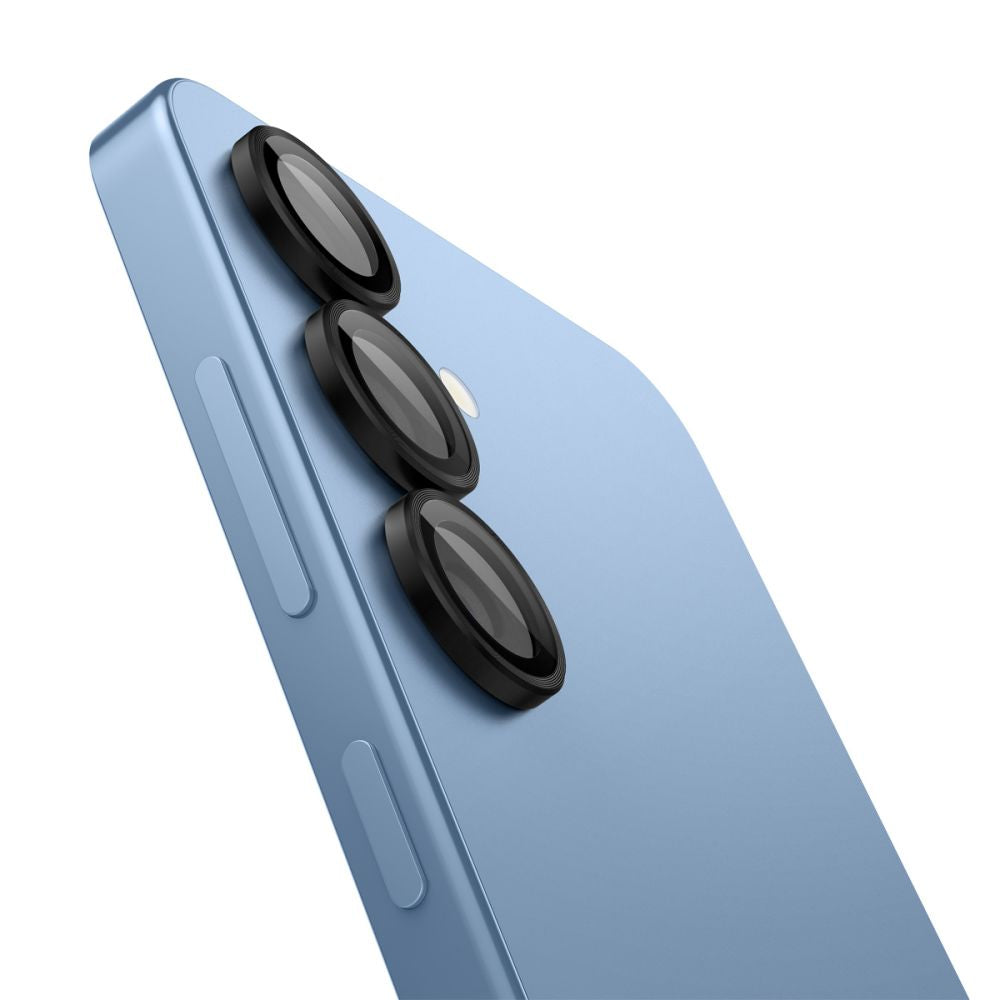 Beschermfolie Achtercamera Spigen GlastR EZ FIT Optik Pro HD voor Samsung Galaxy S25 S931, Gehard Glas, Set van 2 stuks, Zwart AGL09092