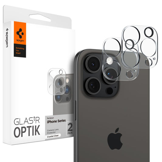 Spigen Optik Back Camera Protective Film for Apple iPhone 15 Pro Max / 15 Pro, Glass Protected, Full Glue, Set 2 pieces, Transparent