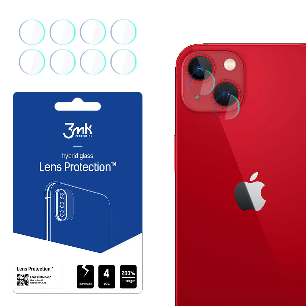 3MK Protection Achtercamera Beschermfolie voor Apple iPhone 13, Flexibel Glas, Set van 4 Stuks, Transparant