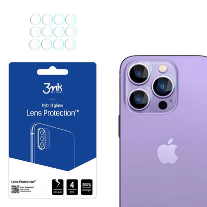 3MK Protection Achtercamera Beschermfolie voor Apple iPhone 14 Pro Max / 14 Pro, Flexibel Glas, Set van 4 Stuks, Transparant
