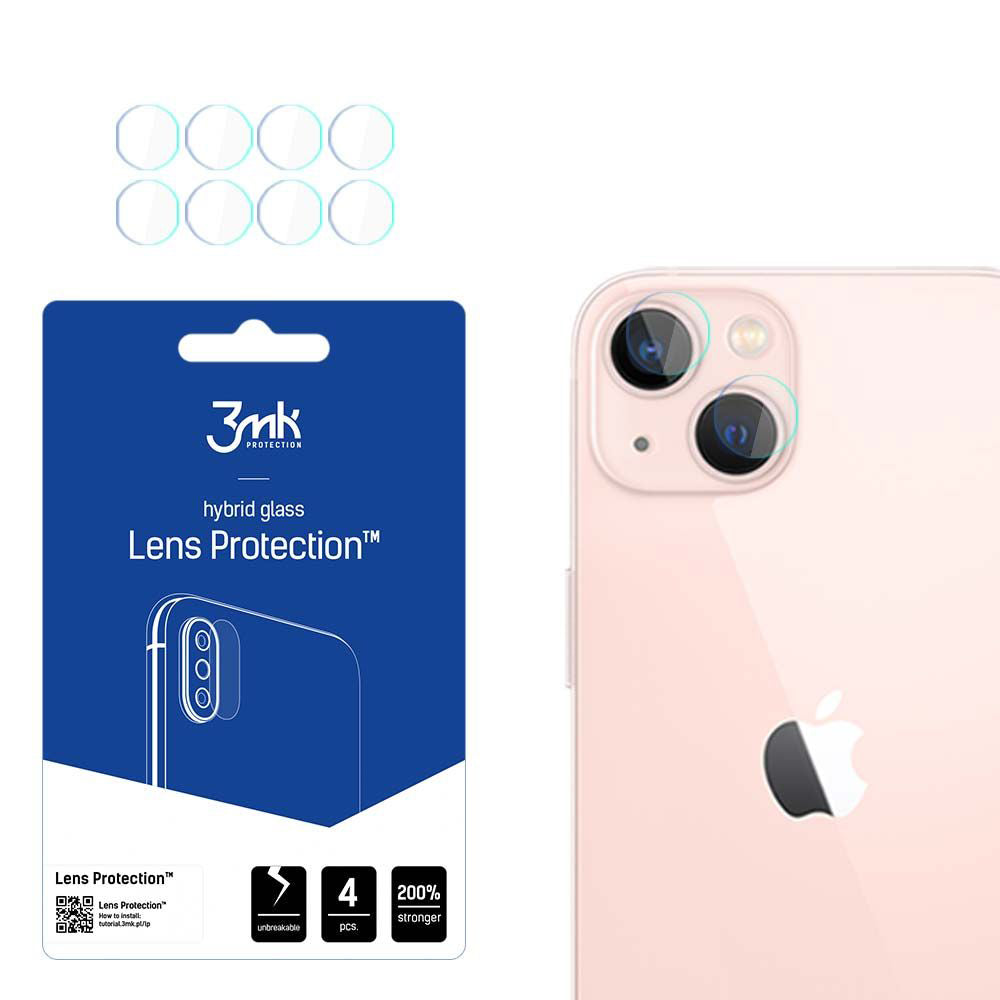 3MK Protection Achtercamera Beschermfolie voor Apple iPhone 14, Flexibel Glas, Set van 4 Stuks, Transparant