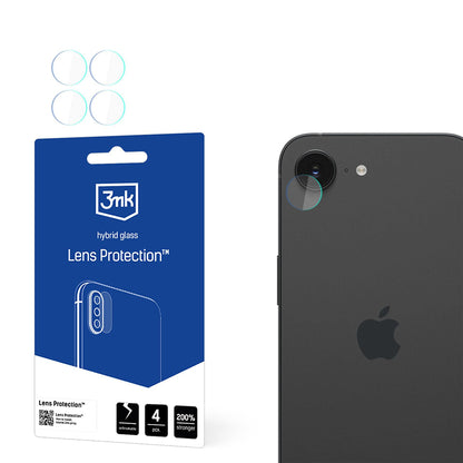 3MK Protection Achtercamera Beschermfolie voor Apple iPhone 17e / 16e, Flexibel Glas, Set van 4 Stuks, Transparant