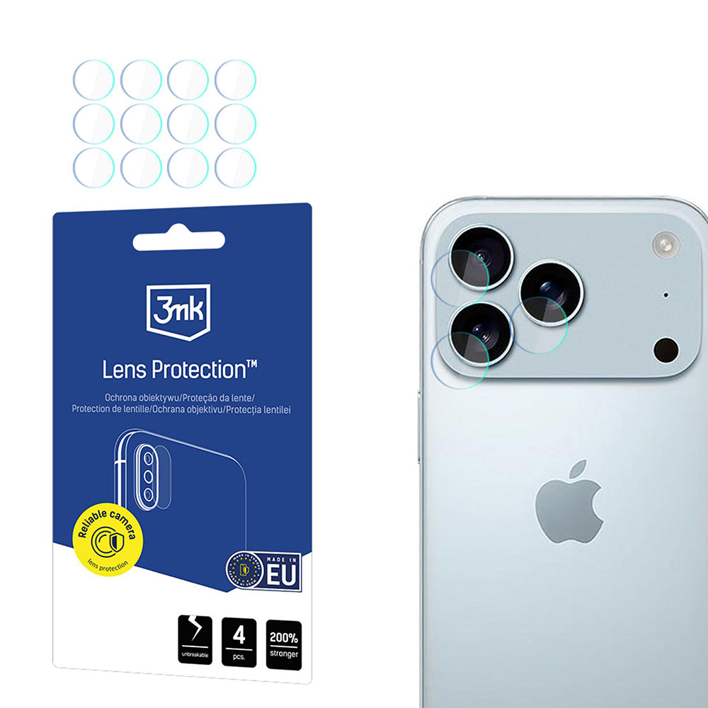 Beschermfolie Achtercamera 3MK Protection voor Apple iPhone 17 Pro Max, Gehard Glas, Set van 4 stuks, Transparant