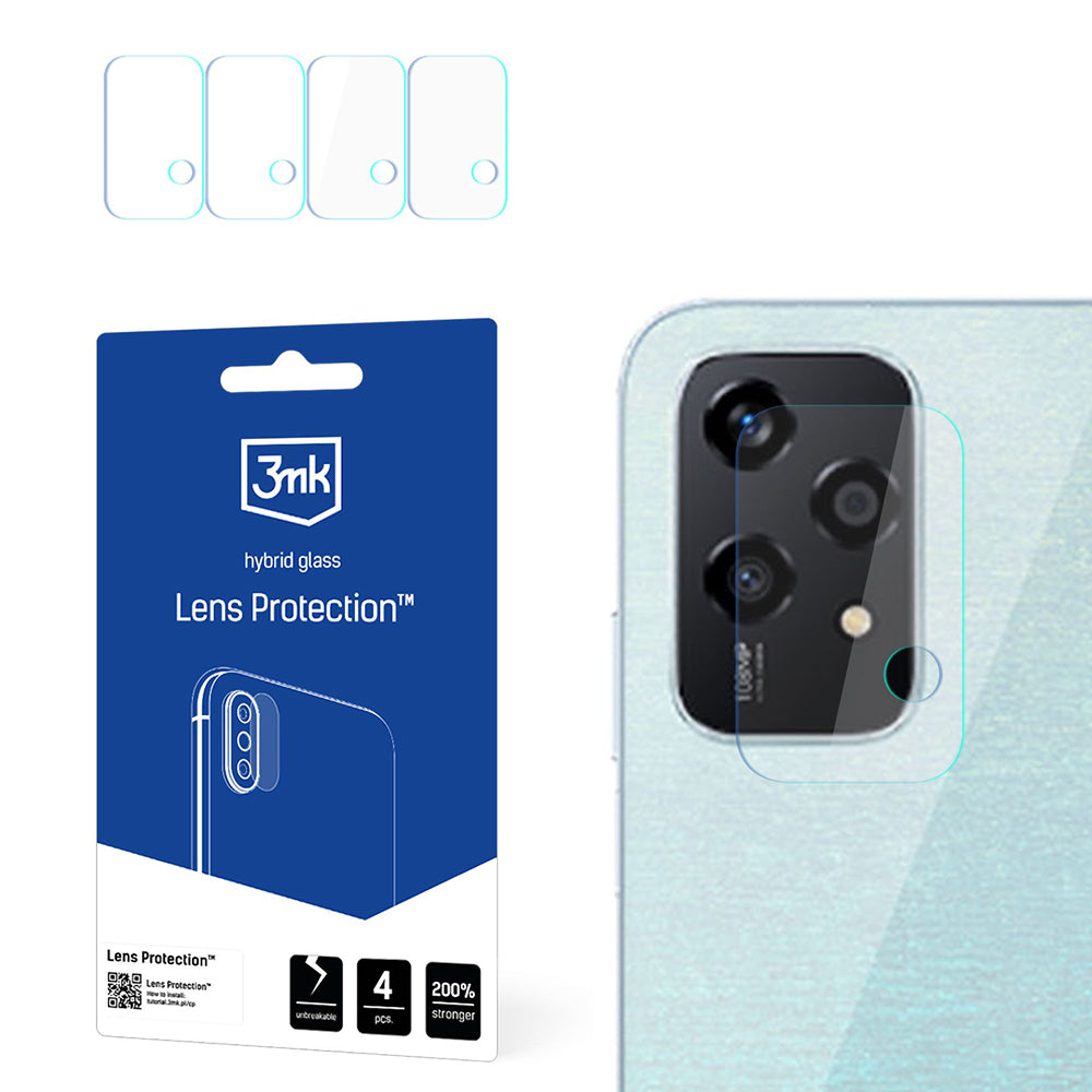3MK Protection Achtercamera Beschermfolie voor Honor 200 Lite, Flexibel Glas, Set van 4 Stuks, Transparant