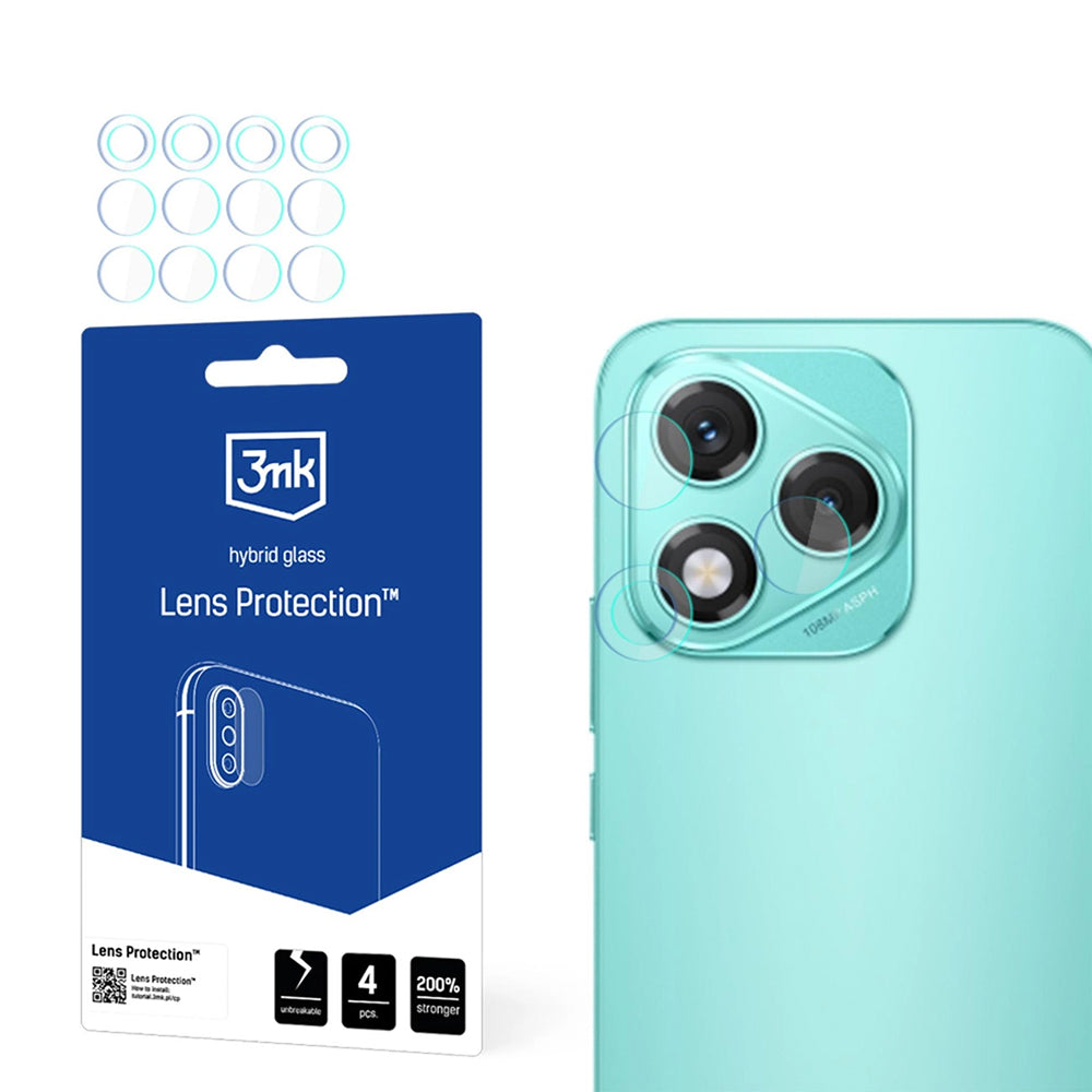 Beschermfolie Achtercamera 3MK Protection voor Honor 400 Lite, Flexibel Glas, Set van 4 stuks, Transparant