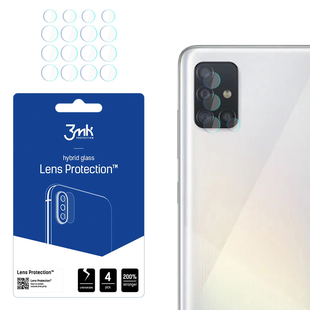 3MK Protection Achtercamera Beschermfolie voor Samsung Galaxy A52s 5G A528 / A52 5G A526, Flexibel Glas, Set van 4 Stuks, Transparant