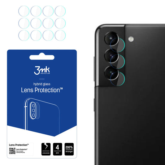 3MK Protection Achtercamera Beschermfolie voor Samsung Galaxy S21 5G G991, Flexibel Glas, Set van 4 Stuks, Transparant