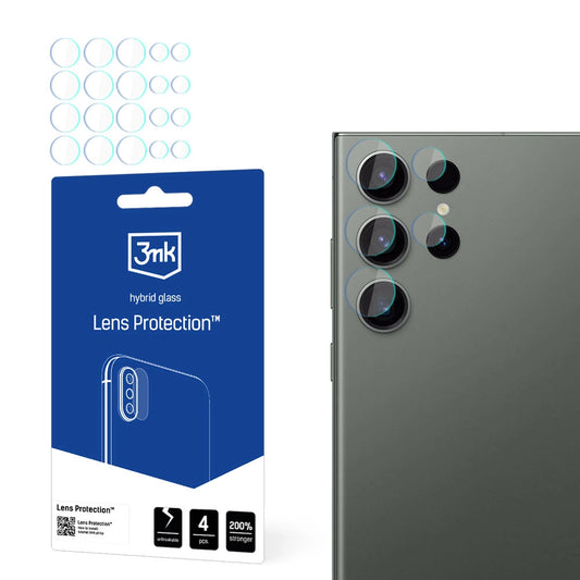 3MK Protection Achtercamera Beschermfolie voor Samsung Galaxy S24 Ultra S928, Flexibel Glas, Set van 4 Stuks, Transparant