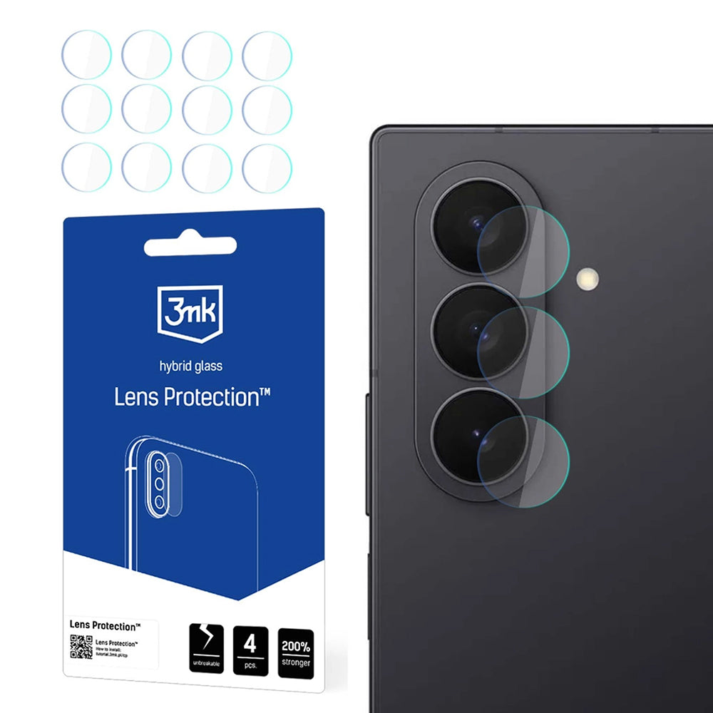 3MK Protection Achtercamera Beschermfolie voor Samsung Galaxy Z Fold7 F966, Flexibel Glas, Set van 4 Stuks, Transparant