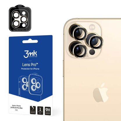 3MK Protection Pro Achtercamera Beschermfolie voor Apple iPhone 14 Pro Max / 14 Pro, Gehard Glas, Goudkleurig