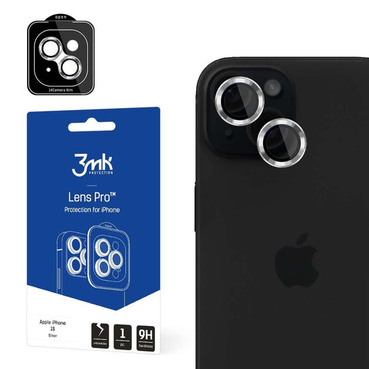 3MK Protection Pro Achtercamera Beschermfolie voor Apple iPhone 15, Gehard Glas, Zilver