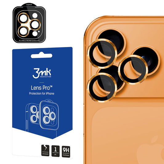 Beschermfolie Achtercamera 3MK Protection Pro voor Apple iPhone 17 Pro Max / 17 Pro, Gehard Glas, Oranje