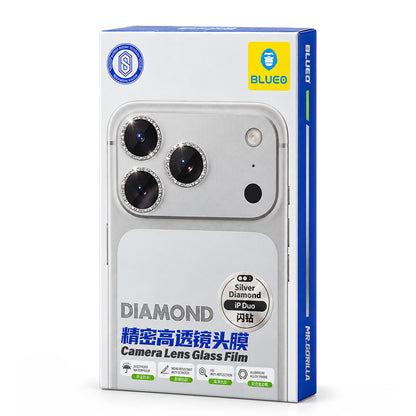 Blueo Diamond beschermfolie voor de achtercamera van Apple iPhone Duo, gehard glas, zilverkleurig
