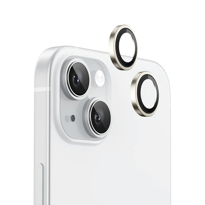 Beschermfolie Achtercamera Blueo Metal Frame voor Apple iPhone 15 Plus / 15, Gehard Glas, Geel
