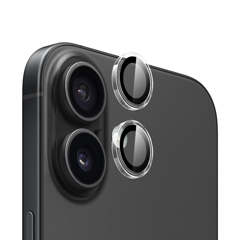 Blueo Metal Frame Achtercamera Beschermfolie voor Apple iPhone 16 Plus / 16, Gehard Glas, Transparant